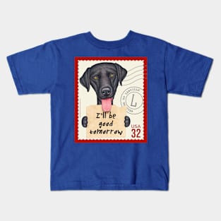 Cute Black Lab Dog who will good tomorrow Kids T-Shirt